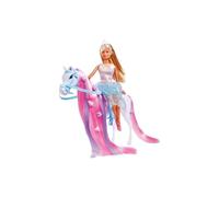 STEFFI LOVE Simba - Princesse et Cheval - Poupée Mannequin 29cm - Robe + Tiare - Accessoires de Coiffure Inclus - 105733519 Bleu