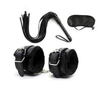 SteFik Combinaison de 3pcs Toy Menottes Fouet et Masque pour Les Yeux