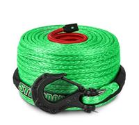 STEGODON Dyneema - Corde de treuil synthétique de 0,9 cm x 30,5 m, 10,8 kg avec Crochet et Manchon de Protection, câble de récupération de remorquage de Voiture pour véhicule Tout-Terrain, Camion,