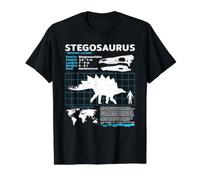Stegosaurus Fiche Technique T-Shirt Graphique avec Valeur, Homme, Noir, XL