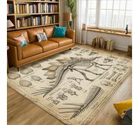 Stegosaurus Tapis vintage éducatif squelette fossile non beige à poils courts en éponge Tapis de sol rectangulaire pour salon, chambre à coucher, cuisine, couloir, décoration 1,5 x 2,1 m