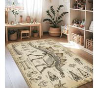 Stegosaurus Tapis vintage éducatif squelette fossile non beige antidérapant esthétique rectangulaire tapis de sol pour salon, chambre à coucher, sous table, décoration de salle à manger 1,2 x 1,8 m