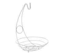 Stehende Obstschale Mit Bananenaufhänger - Moderner - & korb Aus Eisen | Platzsparende Design-Aufbewahrung Für Die Arbeitsplatte | Eleganter Obstkorb Küche Schwarz, 39 x 27 cm, 1 Stk
