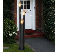 Stehlampe Extérieure 3 Lampes IP44 LED 170 cm, Noir/Argent, E27