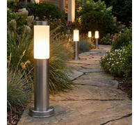 Stehleuchte Extérieur LED Opale Argent Acier Inoxydable 4x Pour Chemin