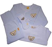 Steiff Ensemble de veste uni, pantalon uni, chemise rayée et chaussettes pour bébé 62