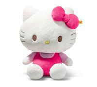 Steiff Hello Kitty Doudou 30 cm en Peluche Blanche avec Tenue Rose, Grande Peluche Hello Kitty pour Enfants et collectionneurs, Lavable en Machine