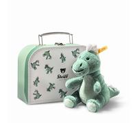 Steiff Joshi Baby T-Rex Doudou Dinosaure, 16 cm, Bleu Vert, dans Une Valise, Doudou Dinosaure, pour Jouer et se blottir, en Peluche Douce, Lavable en Machine