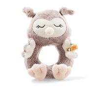Steiff Ollie Soft Cuddly Friends Hochet en forme de chouette, 14 cm, doux et lavable, marron rose (241864)