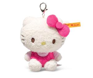 Steiff Pendentif Hello Kitty 10 cm, Porte-clés en Peluche avec Mousqueton, Accessoire de Sac et Sac à Dos, Hello Kitty en Rose, Lavable en Machine