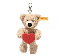 Steiff Pendentif Ours en Peluche Fynn 12 cm Beige Love - Porte-clés Douillet en Peluche avec cœur en Feutre Rouge - Porte-Bonheur - Idée Lavable en Machine