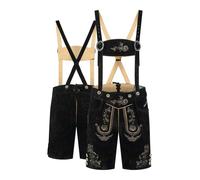 STEIGENHÖFER Ludwig - Pantalon traditionnel court en cuir pour homme - Avec bretelles - 100 % cuir de vachette - Pantalon traditionnel en cuir véritable - Idéal pour votre tenue de fête de la bière