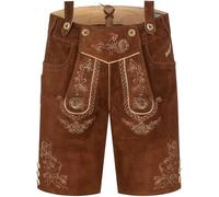 STEIGENHÖFER Ludwig - Pantalon traditionnel court en cuir pour homme - Avec bretelles - 100 % vachette - Pantalon en cuir véritable - Idéal pour votre tenue de fête de la bière