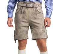 Steigenhöfer Manufaktur Authentic Bavarian Lederhosen Designed in Germany, Traditional German Breeches from Genuine Leather with Matching Belt, Color: Antique Beige, US Size: 32