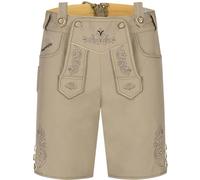Steigenhöfer Manufaktur Lukas - Short bavarois Softshell avec bretelles - Pantalon en cuir pour la fête de la bière, beige, 48 FR