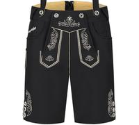 Steigenhöfer Manufaktur Lukas - Short bavarois Softshell avec bretelles - Pantalon en cuir pour la fête de la bière, noir, 48