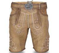 STEIGENHÖFER Pantalon court en cuir pour homme - Franz - Pantalon traditionnel traditionnel avec ceinture - 100 % cuir de vachette - Pantalon traditionnel en cuir véritable - Cuir nubuck - Idéal pour