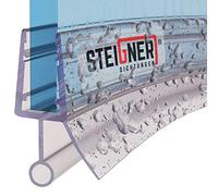 STEIGNER Joint de douche pour paroi en verre, 40cm, vitre 3,5/4/5 mm, Vorjoint d'étanchéité PVC courbé pour les cabines de douche arrondies, UK18