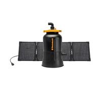 STEINBACH Filtre Solaire FXS38-040603 - Puissance de la Pompe 4500 l/h - pour piscines jusqu'à 19 000 litres - avec Un Panneau PV Pliable de 80 W Inclus - Balles filtrantes de 256 g incluses