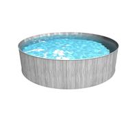 Steinbach New Splasher Secure 011002G Piscine à paroi en Acier Ø 350 x 90 m Piscine Ronde Aspect Bois Gris foncé et Film intérieur Gris pour jusqu'à 7 800 l d'eau avec système de Filtration à