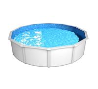 Steinbach Piscine à paroi en Acier Nuovo de Luxe II - 012151 - Ø 460 x 120 cm - Piscine Robuste Blanche pour jusqu'à 17 900 litres d'eau - avec Film intérieur Bleu résistant à l'hiver et de Nombreux