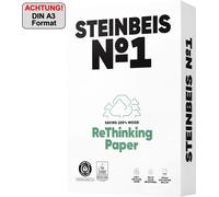 STEINBEIS N°1 CLASSICWHITE, papier reprographique, 100% recyclé, teinte naturelle, 80g, A3, Ange Bleu, ramette de 500 feuilles