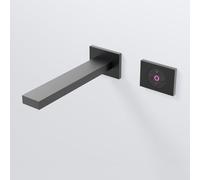 Steinberg Série 160 Mitigeur mural pour lavabo, réglage entièrement électronique du débit et de la température, saillie 205mm, 1601814ES, Couleur: noir mat