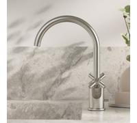 Steinberg Série 250 Mitigeur de lavabo, pivotant, double poignée, avec vidage, saillie 155mm, 2501500BN, Couleur: Nickel brossé
