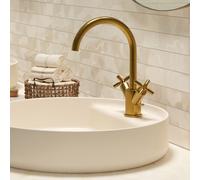 Steinberg Série 250 Mitigeur de lavabo, pivotant, double poignée, avec vidage, saillie 155mm, 2501500, Couleur: Or brossé