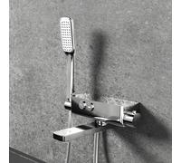 Steinberg Série 390 Mélangeur bain, thermostat apparent, orientable, Pushtronic, avec douchette, saillie 200mm, 3903172