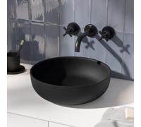 Steinberg Série 440 lavabo à poser, rond, 400x400x130mm, SOLIDSurface, sans trou pour robinet, sans trop-plein, 4406115S, Couleur: noir mat
