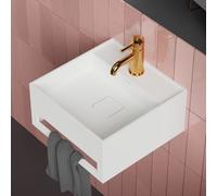 Steinberg Série 443 lavabo mural, avec porte-serviettes, 400x400x200mm, 1 trou pour robinet, avec trop-plein, SOLIDSurface, 4437250W, Couleur: Blanc mat