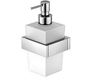 Steinberg Seifenspender Serie 460 avec verre blanc satiné, chromé , modèle mural, laiton