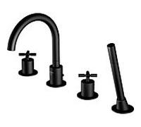 Steinberg Serie 250 Mélangeur bain 4 trous 2502400S projection 192mm, avec inverseur, douchette extractible, noir mat