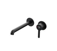 Steinberg Série 341 Mitigeur monocommande mural pour lavabo, montage final avec cartouche céramique, saillie 190mm, 34118143S, Couleur: Noir mat