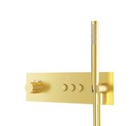 Steinberg Série 390 Mitigeur de douche/bain, thermostat encastré, douchette à main incluse, flexible de douche, 3 consommateurs, 39042322BG, Couleur: Or brossÃ©