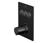 Steinberg Série 390 robinet de douche/bain, thermostat encastré 3/4, avec pushtronic, 3 consommateurs, 39042313S, Couleur: Noir Mat