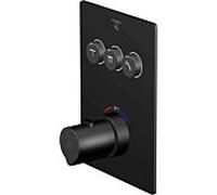 Steinberg Série 390 robinet de douche/bain, thermostat encastré 3/4, avec pushtronic, 3 consommateurs, 39042313S, Couleur: Noir Mat