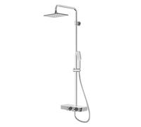 Steinberg Série 390 Système de douche, tablette en verre, thermostat, Easy Clean, pomme de douche effet pluie, douchette à main, 3902700, Couleur: chrome