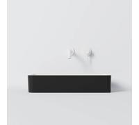 Steinberg Série 440 lavabo à poser, anguleux, sans trop-plein, 590x195x120mm, SOLIDSurface, 4407140SW, Couleur: Noir mat / Blanc mat