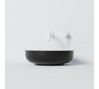 Steinberg Série 440 lavabo à poser, rond, sans trop-plein, 400x400x120mm, SOLIDSurface, 4406120SW, Couleur: Noir mat / Blanc mat