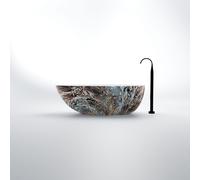 Steinberg Série 540 Baignoire en pose libre, ovale, SOLIDSurface, y compris garniture de vidage, tuyau d'écoulement et siphon, 540801050, Couleur: Perle foncée