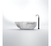 Steinberg Série 540 Baignoire en pose libre, ovale, SOLIDSurface, y compris garniture de vidage, tuyau d'écoulement et siphon, 540801052, Couleur: Marbre clair