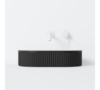 Steinberg Série 740 lavabo à poser, ovale, sans trop-plein, 550x350x120mm, SOLIDSurface, 7407010SW, Couleur: Noir mat / Blanc mat