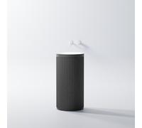 Steinberg Série 740 Lavabo au sol, rond, sans trop-plein, 450x450x900mm, SOLIDSurface, 7406500SW, Couleur: Noir mat / Blanc mat