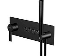 Steinberg Série 390 Mitigeur de douche/bain, Mitigeur monocommandé, douchette à main, 4 consommateurs, 39022422S, Couleur: Noir Mat