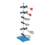 Steinberg Systems Support À Pince De Laboratoire Pour Verrerie SBS-LS-200 (Tige 590 mm, Pinces 0-85 mm, Anneaux ø 60-100 mm, Noix 16 mm, Socle En Acier, 2 Trous De Montage)