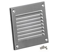 Steinberg14 Grille d'Aération Rectangulaire 100x100mm - Acier Inoxydable Grille de Ventilation en Métal - Registre d'évacuation d'air Avec Moustiquaire - Couvercle d'évent Interne pour Mur et Plafond