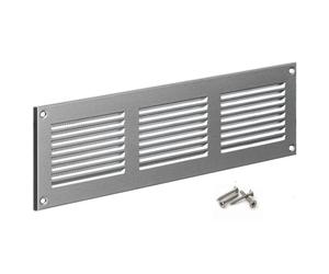 Steinberg14 Grille d'Aération Rectangulaire 300x100mm - Acier Inoxydable Grille de Ventilation en Métal - Registre d'évacuation d'air Avec Moustiquaire - Couvercle d'évent Interne pour Mur et Plafond