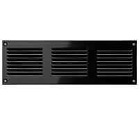 Steinberg14 Grille d'Aération Rectangulaire 300x100mm - Noire Grille de Ventilation en Métal - Registre d'évacuation d'air avec Moustiquaire - Couvercle d'évent Interne pour Mur et Plafond